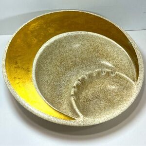 Vintage Rubel Pottery MCM 1960’s Large Ashtray- Gold Crescent Shape 10”x3”